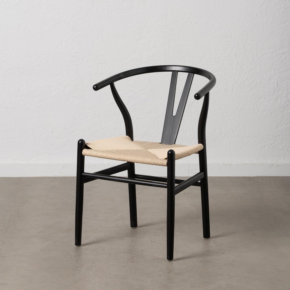 SILLA NEGRO MADERA / FIBRA SALÓN 55 X 55 X 77 CM SILLA NEGRO MADERA / FIBRA SALÓN 55 X 55 X 77 CM