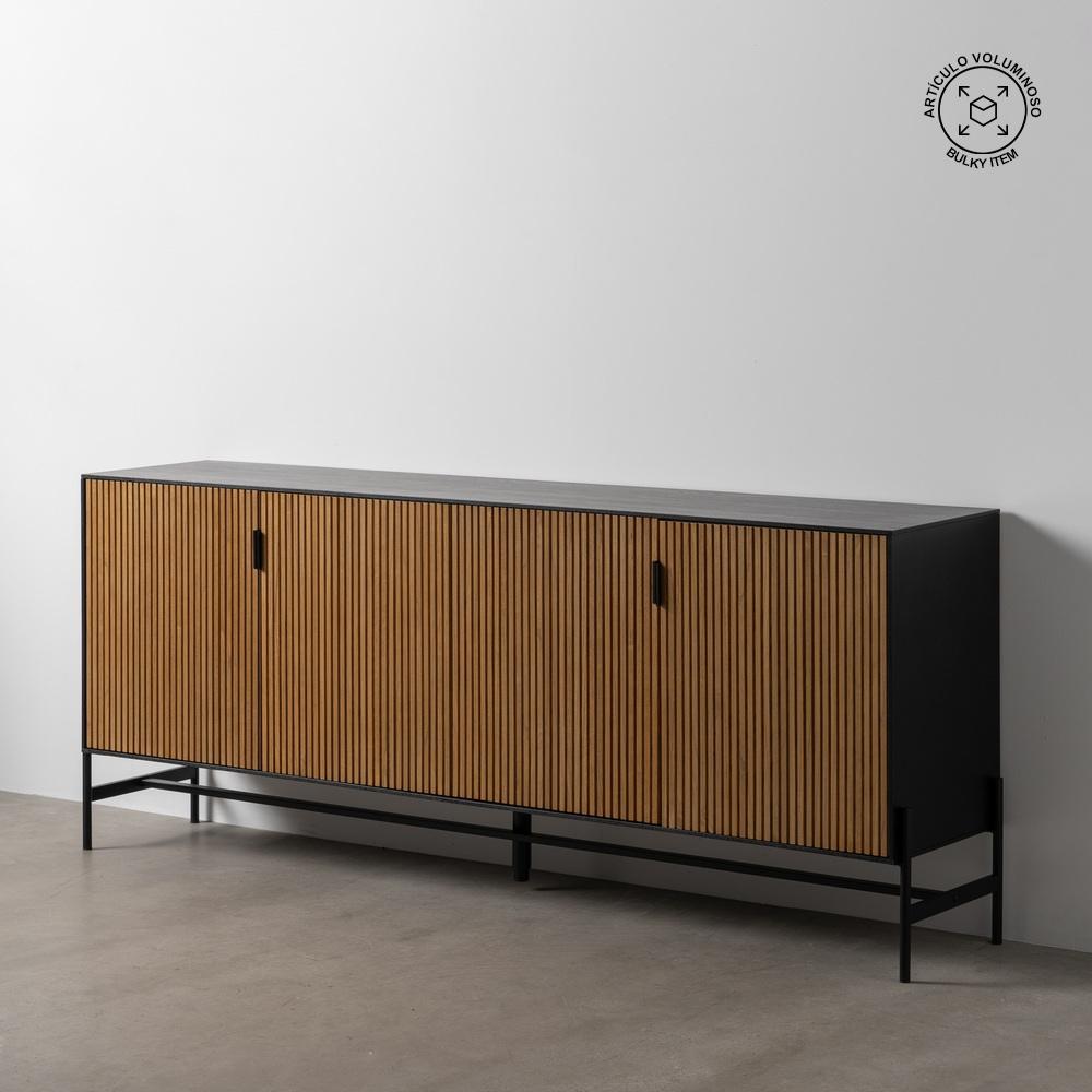 APARADOR NEGRO-NATURAL DM-MADERA 204 X 40 X 81
