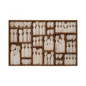 MURAL PARED FIGURAS MARRÓN MADERA 120 X 80 X 6 CM