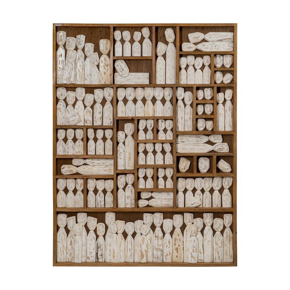 MURAL PARED FIGURAS MARRÓN MADERA 120 X 164 X 6 CM
