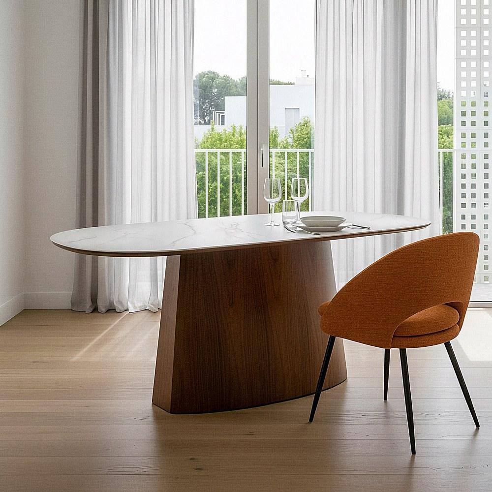 MESA COMEDOR BLANCO-MARRÓN DM-CERÁMICA 180 X 90 X 75 CM