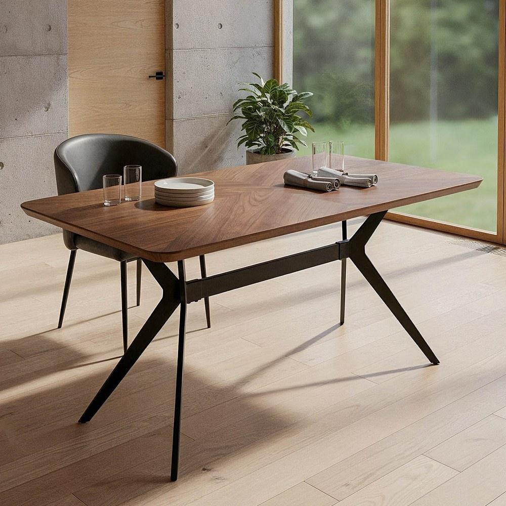 MESA COMEDOR MARRÓN-NEGRO DM-METAL 180 X 90 X 76 CM