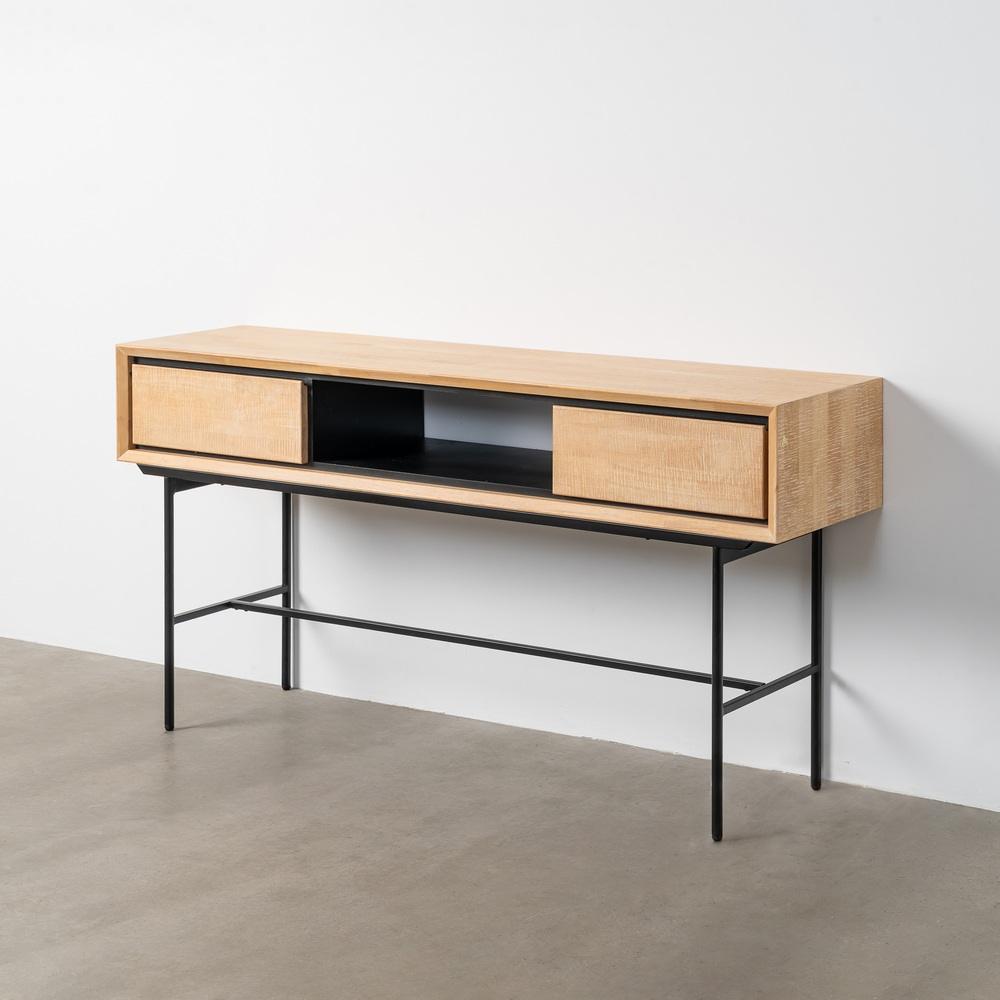 ESCRITORIO NATURAL-NEGRO MADERA-METAL 150 X 40 X 74 CM