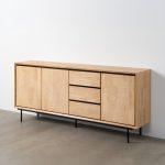 APARADOR NATURAL-NEGRO MADERA-METAL 200 X 40 X 86