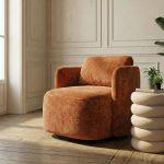 SILLÓN GIRATORIO TERRACOTA TEJIDO SALÓN 87 X 85 X 66 CM