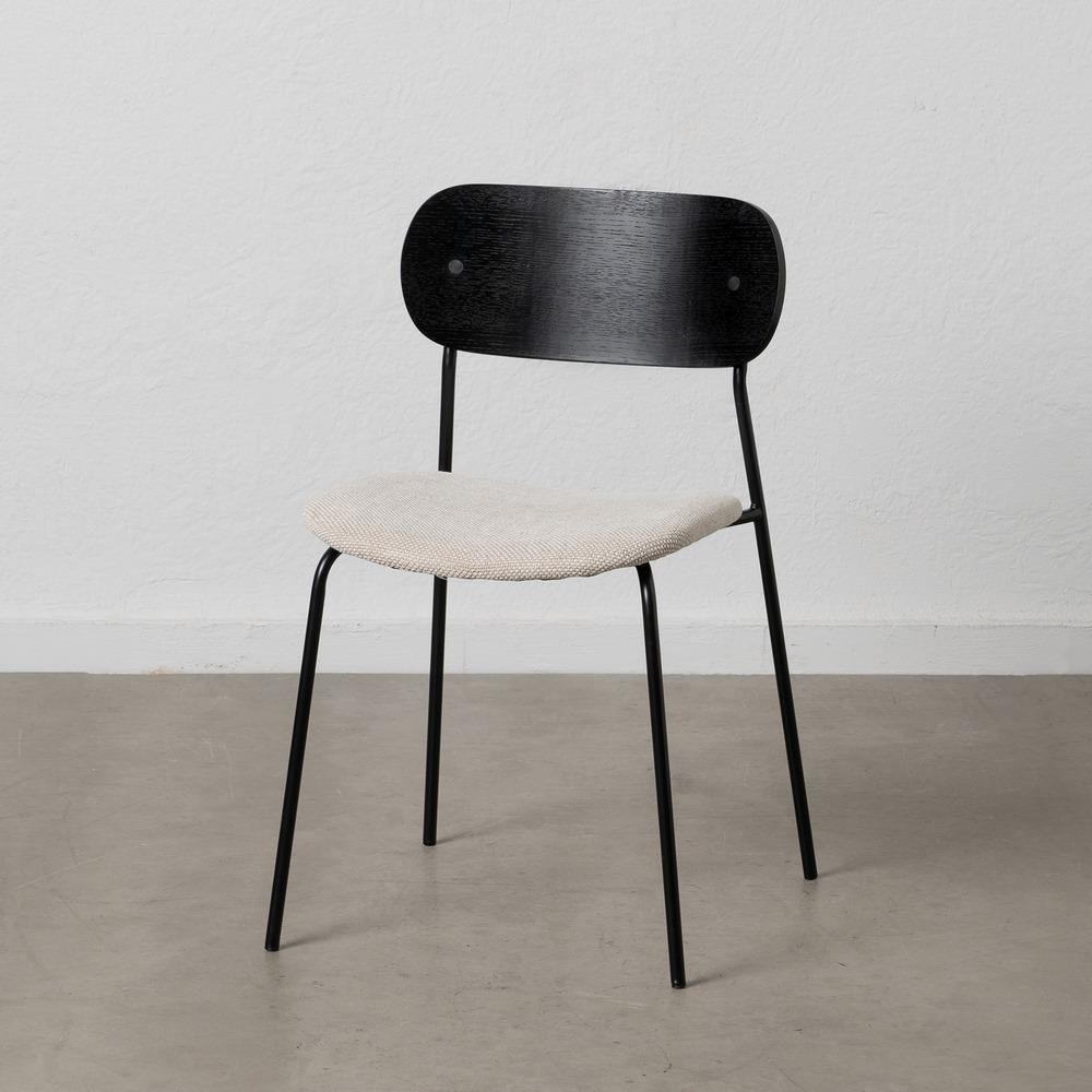 SILLA NEGRO-BLANCO TEJIDO-METAL SALÓN 49 X 53 X 80 CM
