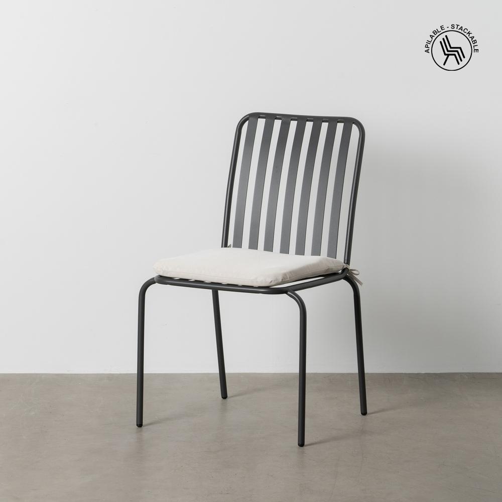 SILLA APILABLE ANTRACITA ACERO EXTERIOR 52 X 57 X 87 CM