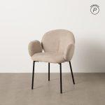 SILLA BEIGE TEJIDO-METAL 66 X 60 X 79 CM