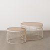 S/2 MESA CENTRO CREMA METAL-CRISTAL 65 X 65 X 40 CM S/2 MESA CENTRO CREMA METAL-CRISTAL 65 X 65 X 40 CM